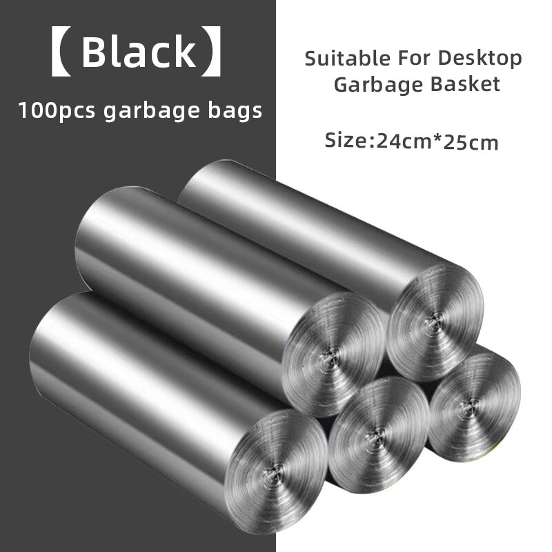 Mini Small Waste Bin Desktop Garbage Basket Home Table Plastic Office Supplies Trash Can Dustbin Sundries Barrel Box: 100pcs garbage bag