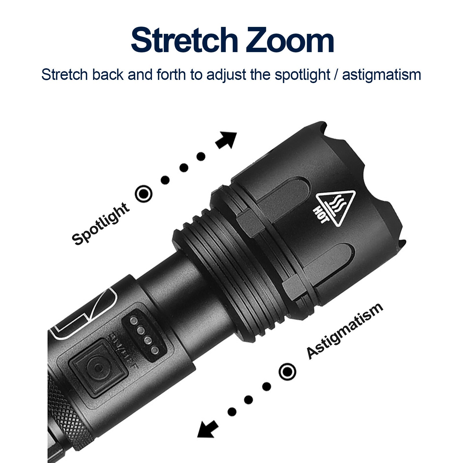 XHP50 LED Flashlight Zoom USB Rechargeable Power Display Powerful Torch Waterproof Lamp Ultra Bright Handheld Light