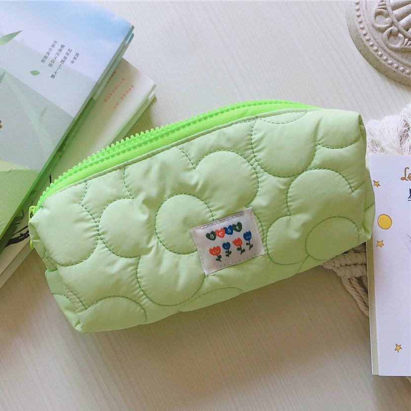 Ins Mini Leuke Make-Tassen Gewatteerde Potlood Pen Gevallen Voor Kantoor Meisjes Kleine Cosmetische Pouch Voor Vrouwen Organizer Voor borstels: Green