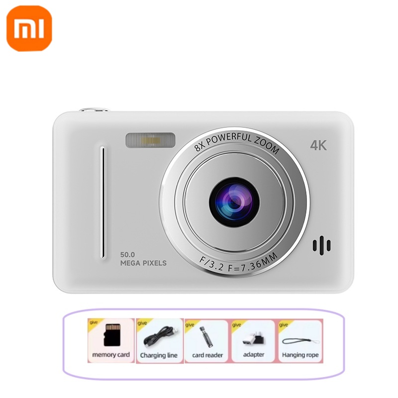 Xiaomi-cámara Digital 4K Retro CCD, tarjeta portátil, cámara de nivel de entrada, cámara Dual Flash, 50 millones de píxeles, enfoque automático: Multicolor