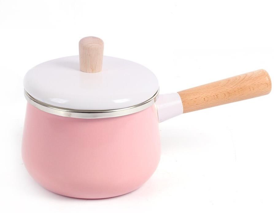 Emaille Melk Pot Non Stick Mini Steelpan Noodle Pan Keramische Voorraad Pot Kookgerei 700ml Roze (Wei