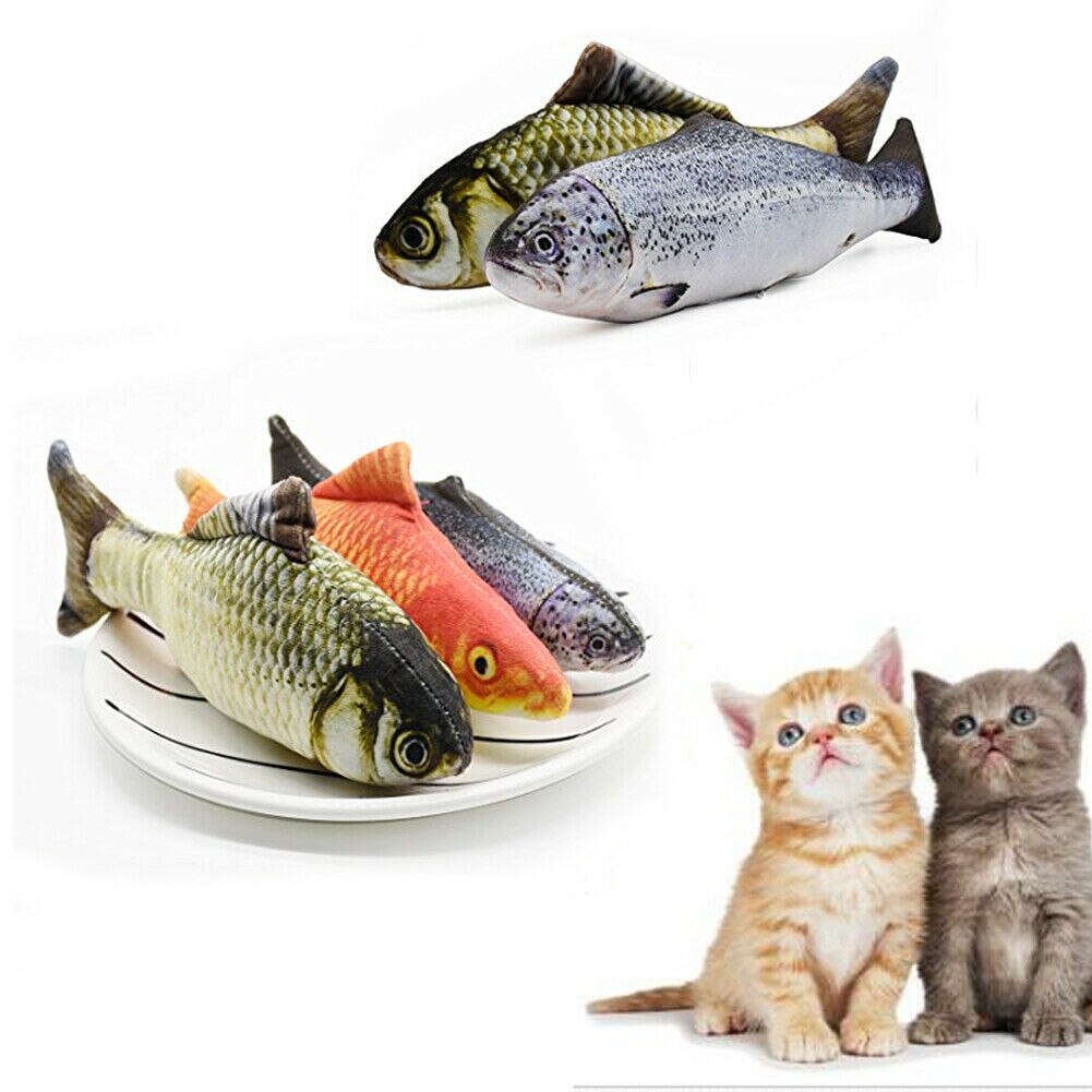 1Pc Cat Pet Chew Toy Cloth Fish Shaped Toys Play Plush Tools