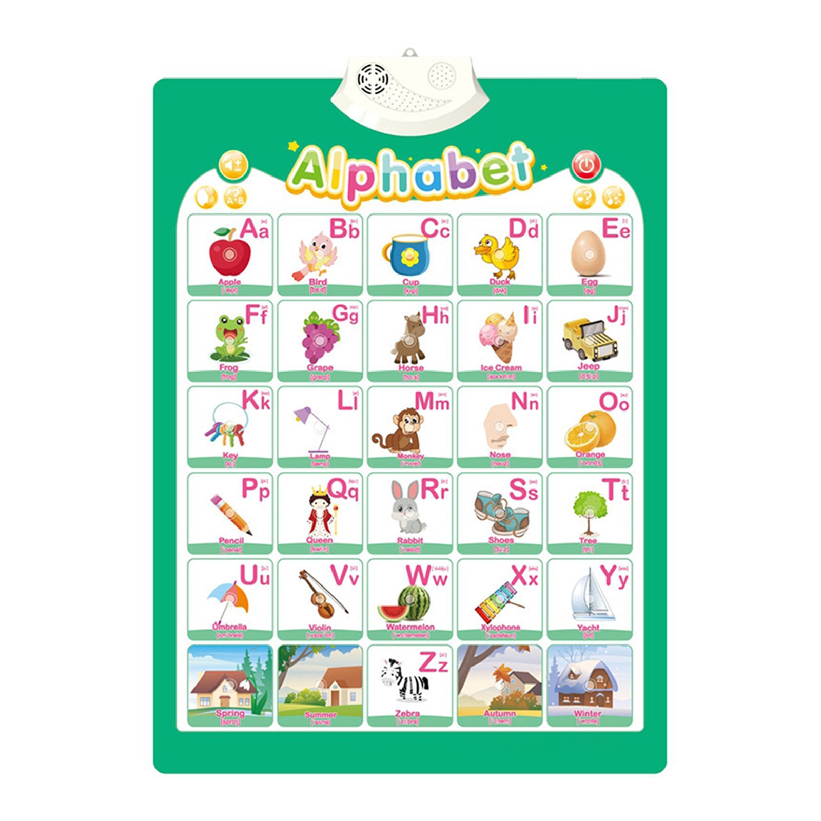 26 Letters Alphabet numbers Vegetables Fruits Animals Vehicle poster English Word Learning school classroom posters decoration: Alphabet