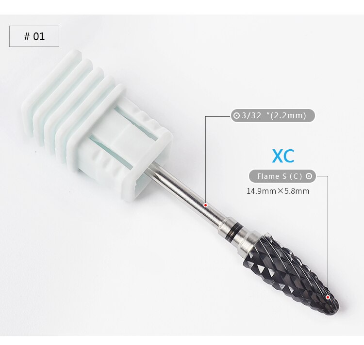 1 stk sort keramik 3/32 " nail art bor 5 typer fræsning manicure skærefil elektrisk apparat maskine tilbehør rengøringsværktøj: Xc