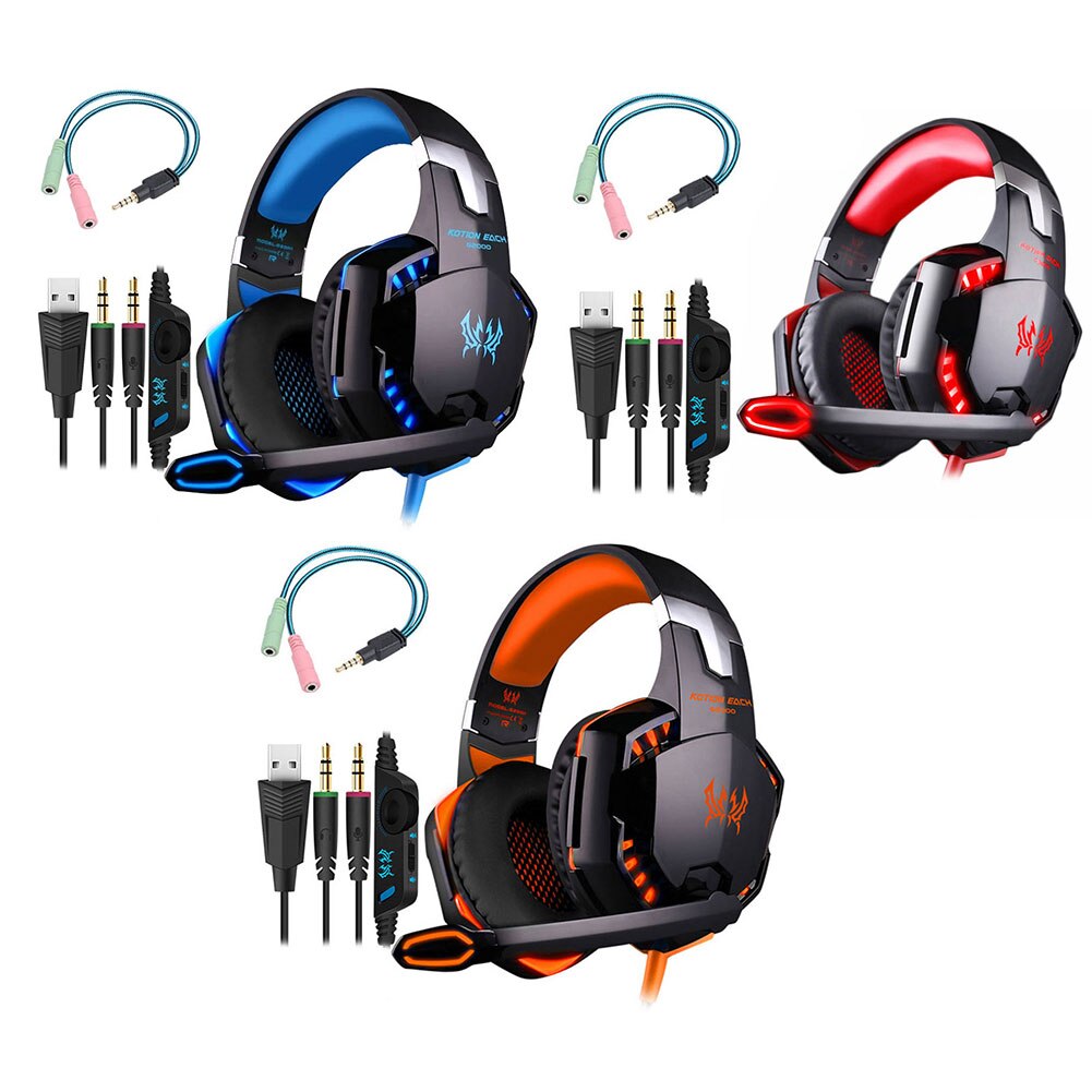 G2000 Spielen Headset Verdrahtete 3D umgeben Klang Kopfhörer RGB Licht Professionelle Headset Mit Mikrofon Für Laptop Smartphone