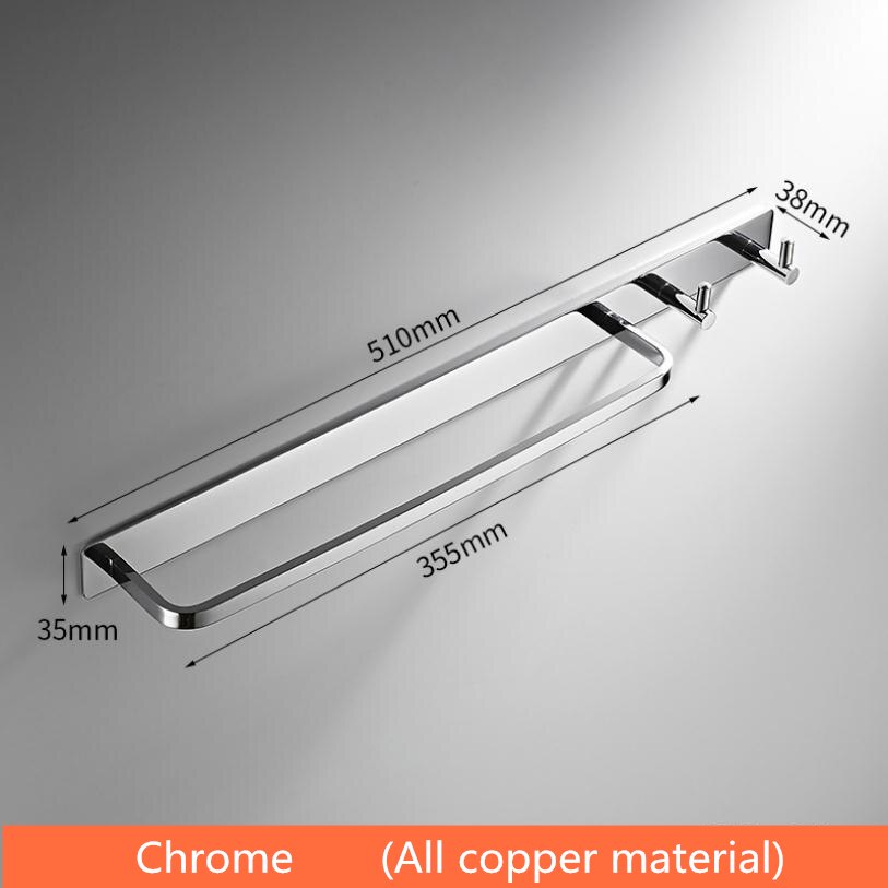 Alle Koper Materiaal Handdoek Bar Wandmontage Badkamer Handdoek Rek Met Dubbele Handdoek Haken Badkamer Hardware Hanger: Chrome