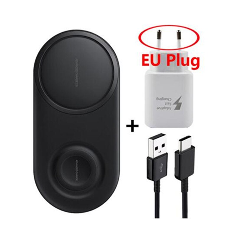 25W Drahtlose Ladegerät Duo Pad Für Samsung S20 Hinweis 20 Ultra Hinweis 10 9 8 S10 S9 S8 Plus schnelle Ladung 2 in 1 Telefon Uhr Ladegeräte: Schwarz - EU Stecker