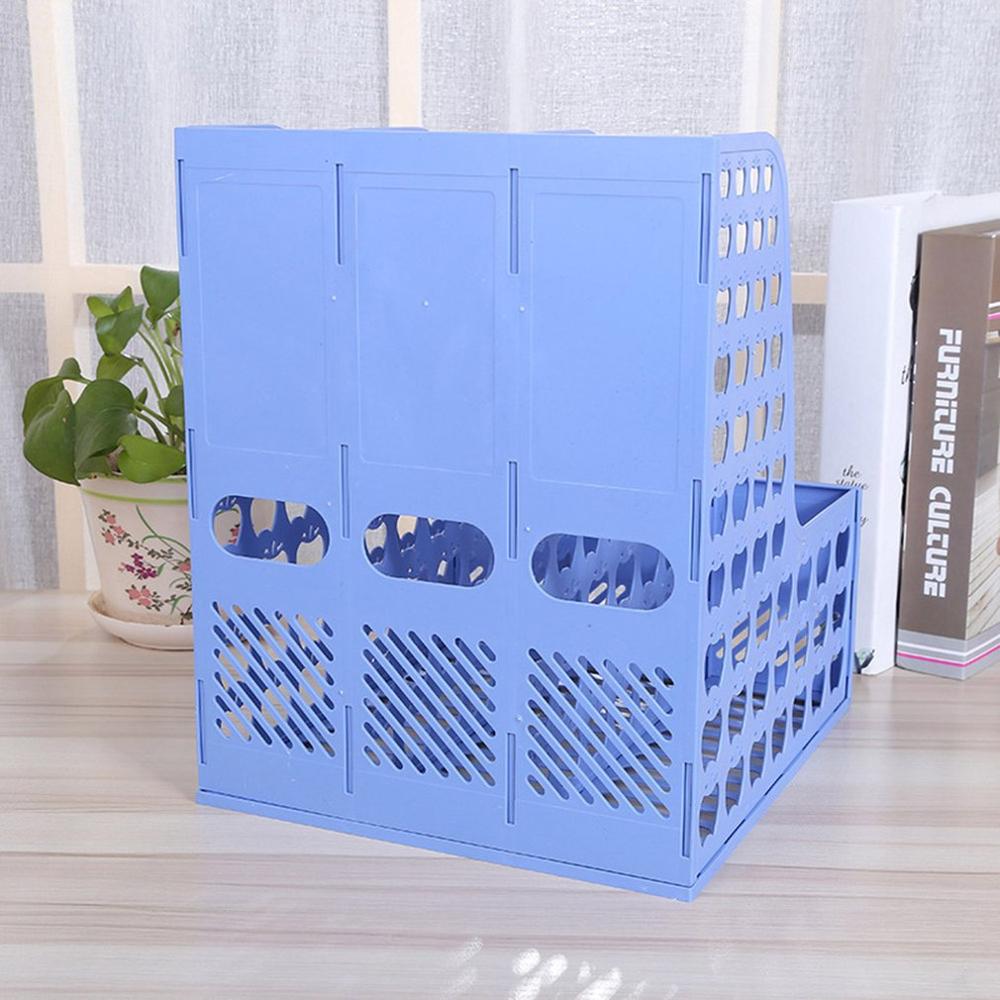 244*265*310mm PP plastic File Box Office Stationery Blue File Rack Three In One Pp Plastic Data Frame