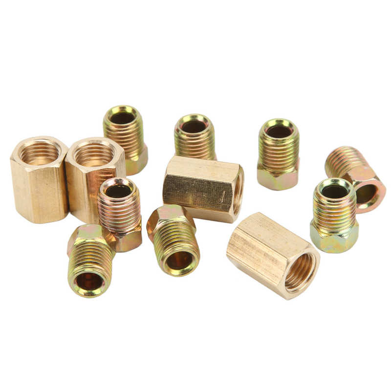 Brake Line Fittings Kit 4-Union 8-Nut Brake Tube Connector for 3/16in Pipe Replacement for Mercedes