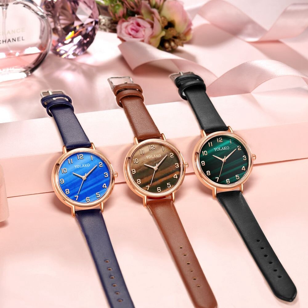 Rose Goud Groen Dames Horloge Ins Populaire Arabisch Cijfer Dameshorloge Unieke Malachiet Leer Mode Vrouwen Horloge