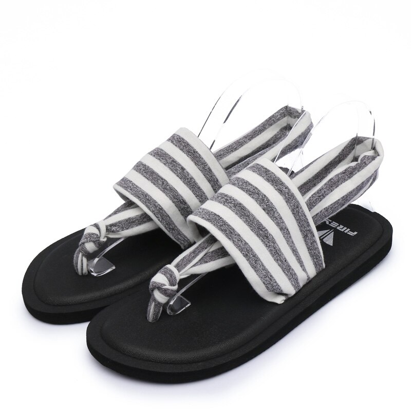 Sommer svarte strandsko kvinne bohemsandaler sklisikre flate kvinner flip flops sandaler elastiske sandaler