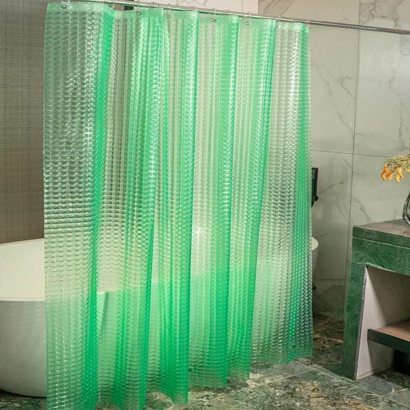 PEVA Clear Cobblestone Shower Curtain with 12 Hooks Water Splash Resistant Mildew Proof Bathtub Partition Bath Supplies