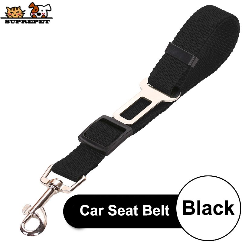 Suprepet Pet Dog Seat Belt Nylon Autogordel Voor Hond Veiligheid Hond Riem In Auto 65 Cm Verstelbare Puppy kraag Leash Halsband: Black