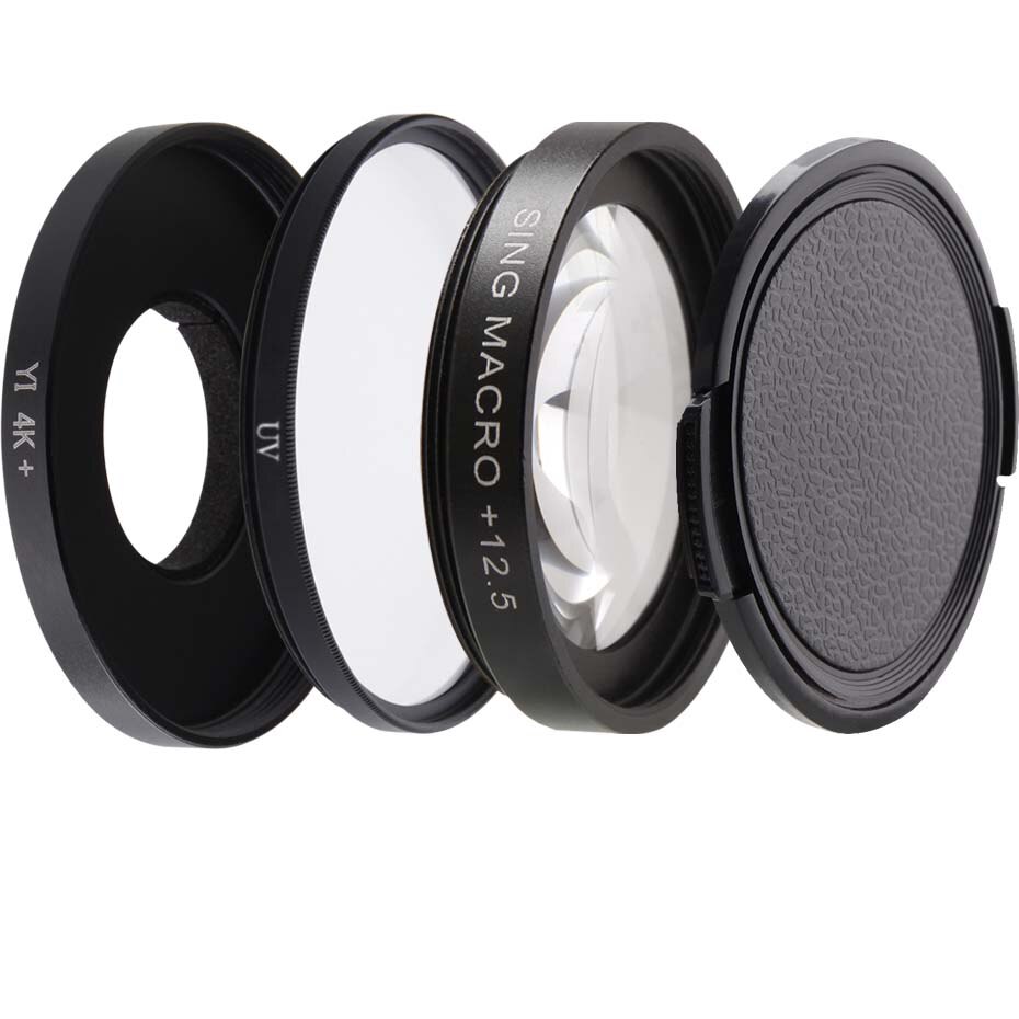 Caenboo super filtros de lente de curta-up, filtros para xiaomi yi 4k/ii/lite/+ plus 12.5x filtro de câmera de ação esportiva, yi 4k + cctv 37mm: 4in1UVWithMacro