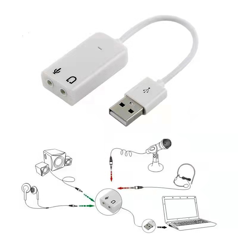 7.1 Externe Usb Geluidskaart Jack 3.5Mm Usb Audio Adapter Oortelefoon Micphone Geluidskaart Voor Macbook Computer Laptop Pc