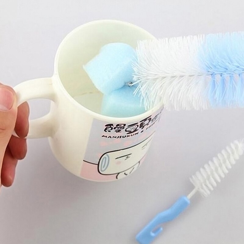 Cepillo para botella de bebé con gancho para limpiar la cabeza de la esponja, botella de papel, colores, tarjeta, cepillo de empaque al azar con K0Y1