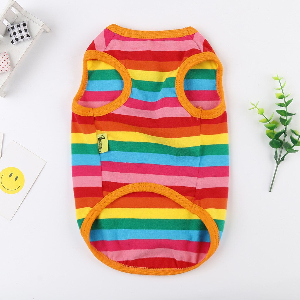 Moda kamizelka dla zwierząt lato i jesień tęczowe paski placki ubrania dla kotów ubrania dla psów Mascotas akcesoria kombinezon dla szczeniaka kurtka Perro