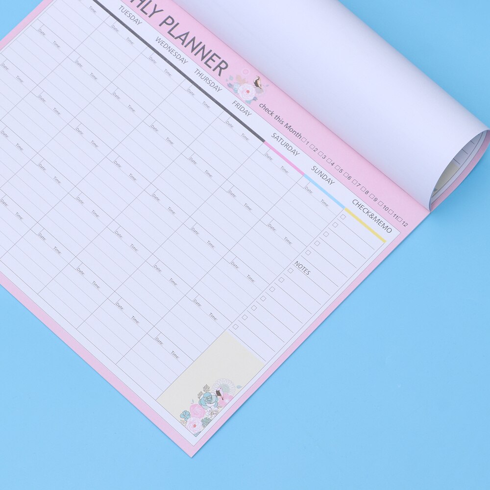 20 Sheets Monthly Planner Calendar Schedule Organizer Agenda Schedule Organizer Notebook (Pink Green Mixed)