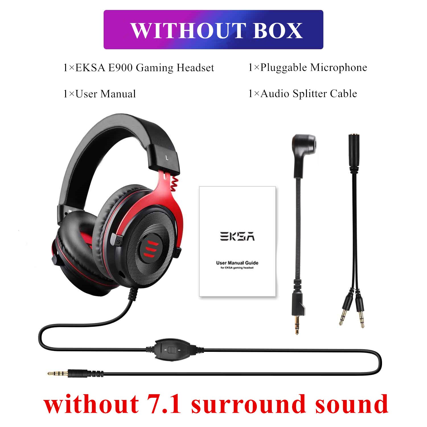 EKSA Gaming Headset Gamer E900/E900 Pro 7.1 Surround Wired Gaming Headphones with Microphone For PC/PS4/PS5/Xbox one/Switch: E900 Red No Box