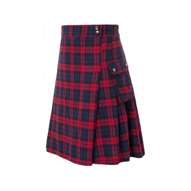 Men's Short Skirt Traditional Highland Tartan Practical Kilt Mens Skirt Vintage Kilt Scotland Gothic Punk Kendo Pocket: XXL / Red