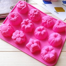 1 stuk DIY Keuken Silicon 12 Bloemen Vormen Voor Muffin Silikon Bakvormen Rubber Bakvorm Chocolade Ei Taartvorm 20*16 cm