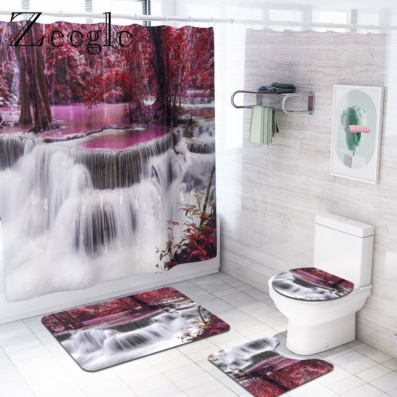 Zeegle-rideau de douche avec tapis de bain | Rideau de bain en tournesol, tapis sur pied antidérapant, tapis de sol, paillasson lavable, tapis de pieds et de toilettes