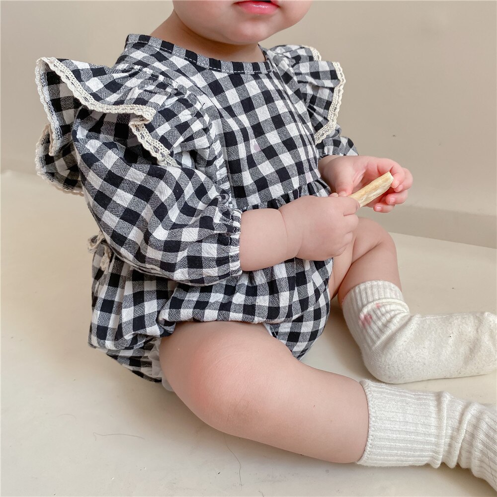 MILANCEL-body a cuadros para bebé, ropa de una pieza para niña pequeña, traje infantil con sombrero, primavera