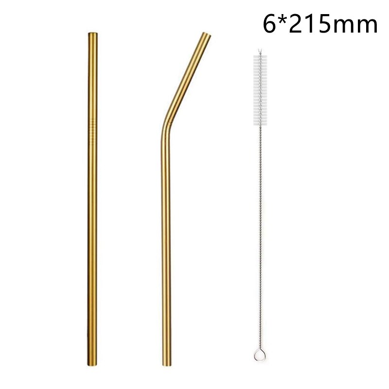 1 stücke Wiederverwendbare Trinken Stroh 304 Edelstahl Stroh 12mm Breiten Metall Strohhalme einstellen Milchshake blasiert Tee Stroh mit reiniger Pinsel