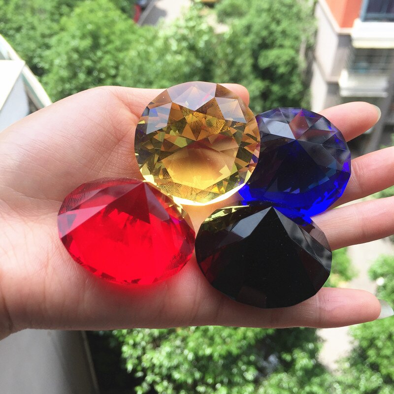 40mm 1pcs kleur Crystal Clear Diamond Cut Glazen Sieraden Kristal Presse-papier Bruiloft Decoratie Thuis Glas Diamant kind