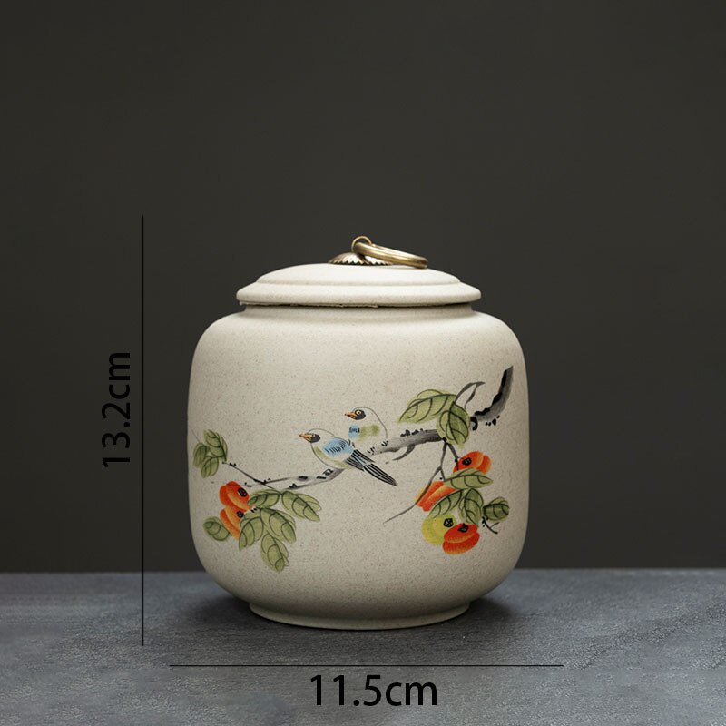 Retro Ceramic Tea Canister Rough Pottery Craft Hermetic Tea Cans Living Room Desktop Teas Can with Lid Home Decoration: B