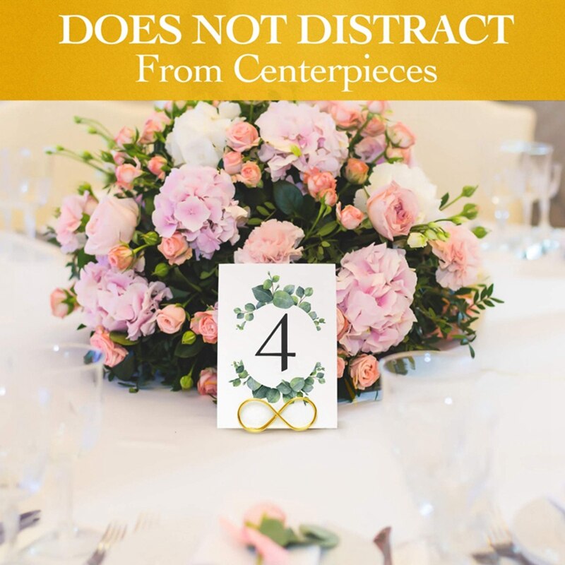 Table Number Holder Stands 12 Pack - Wedding Seating Labels Placecard Clips Photo Picture Cards Display Stand Gold