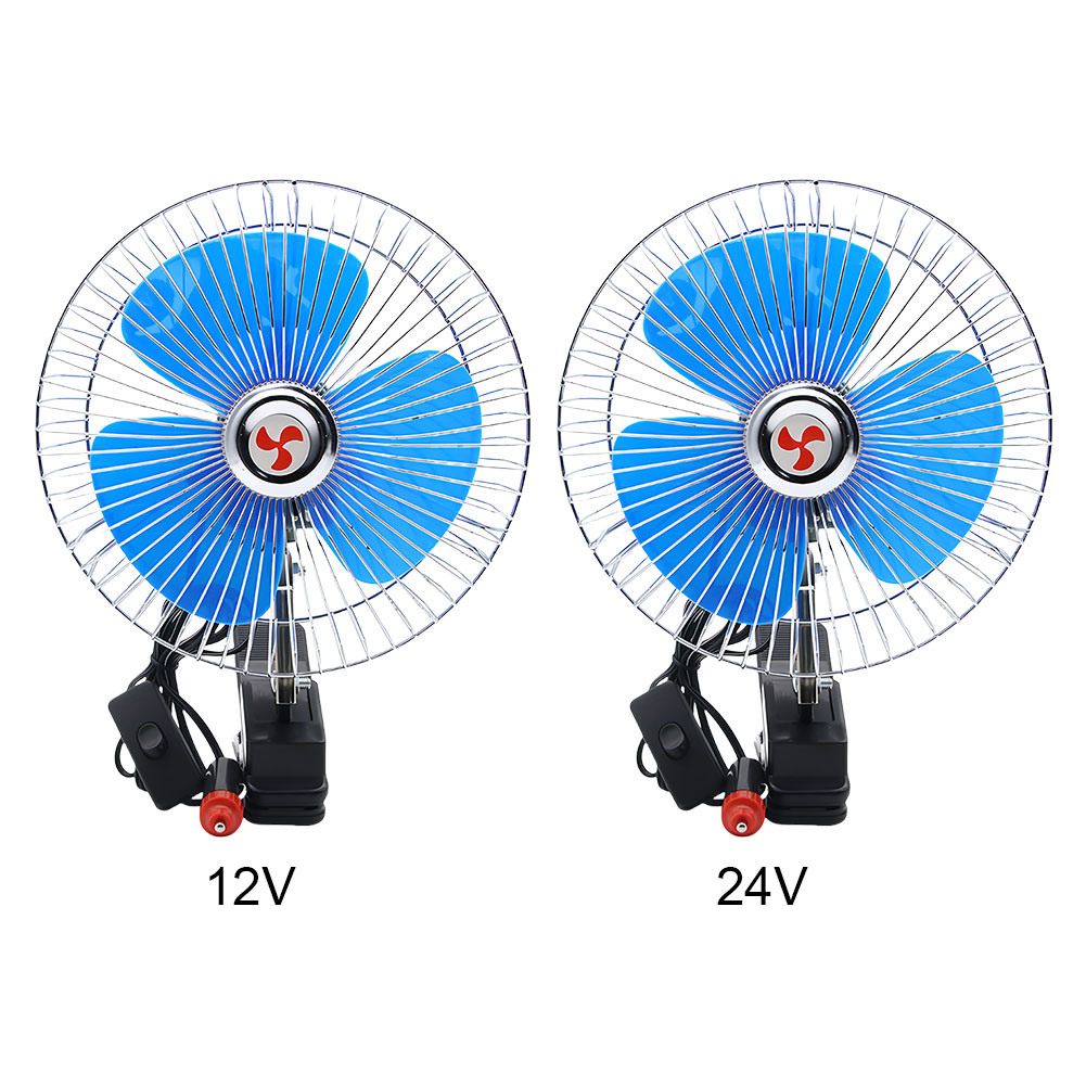 Ventilador oscilante para coche eléctrico de 8 pulgadas, ventilador de refrigeración de aire con rotación, 12V/24V, 15W, ventilador de refrigeración de verano, Enfriador de aire para vehículo y camión de viento fuerte