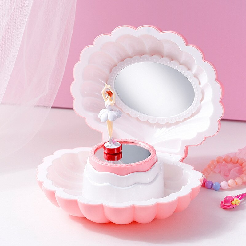 Colorful Flash Shell Music Box Music Box Girl Heart Children Girls Jewelry Jewelry Storage Box Rotating Dancing: No light 2