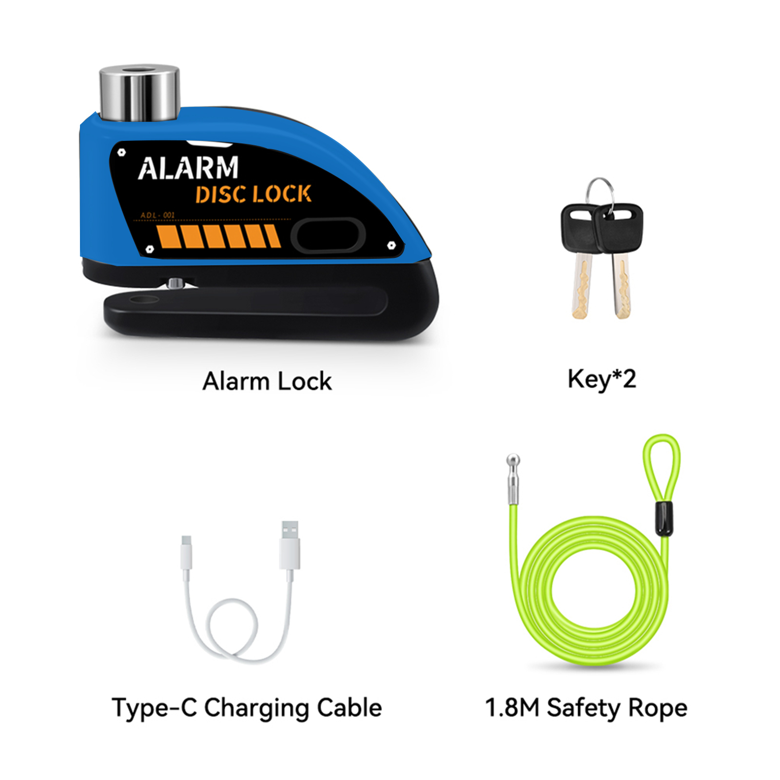 Extractme Motorrad Alarm Scheibenbremse Schloss 120dB Fahrrad Rad Disk Vorhängeschloss Sicherheit Diebstahlsicherung Rolle Alarma Motocicleta: Blau