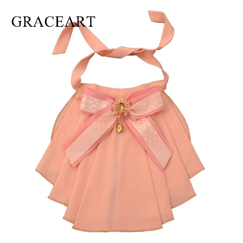 Vintage Women Jabot Collars Neck With Bowknot Pins Punk Victorian Chiffon Ruffle Collar: Coral Red
