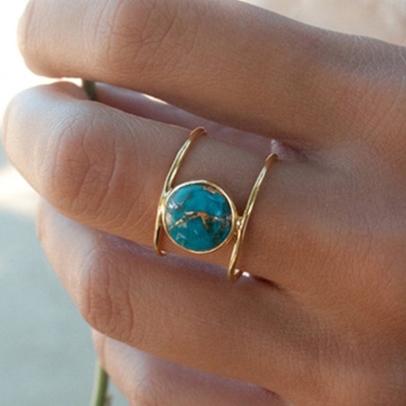 Ofertas Vintage Bohemian Style 6 Colors Oval Stone Finger Rings Jewelry for Women Engagement Wedding Bridal Size 6 -11: 10 / RED