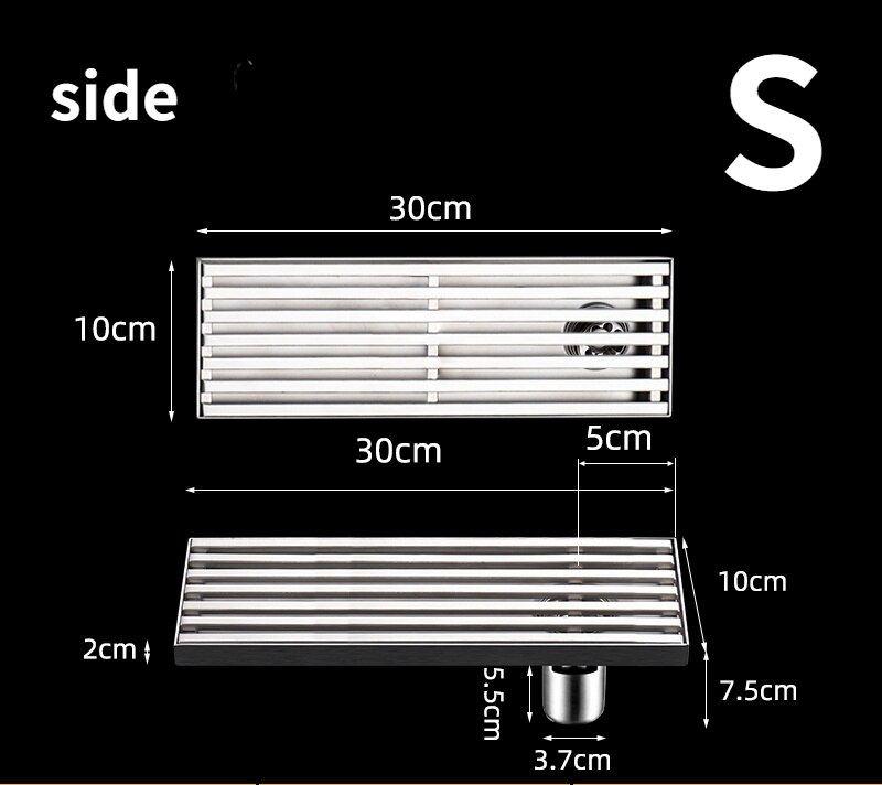 304 Stainless steel rectangular floor drain grate shower grill drain floor waste grate: S