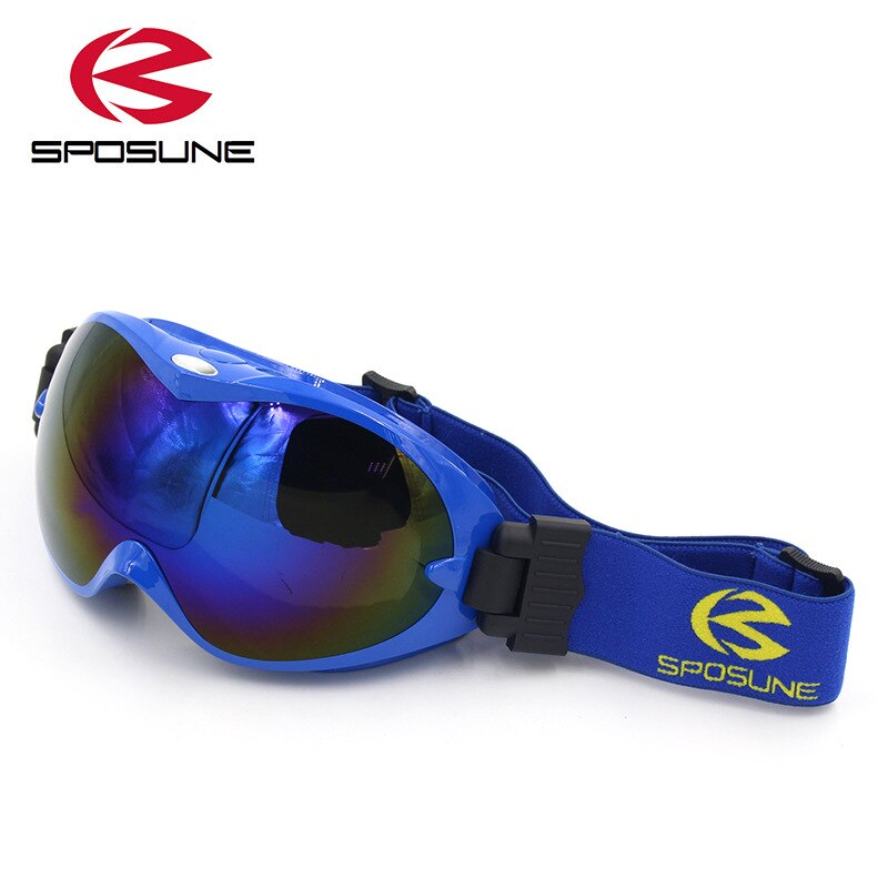 Barn snøskibriller for gutter jenter anti fog  uv400 doble linse vinter snowboardbriller googles skibrille barn skibriller: Blå ramme