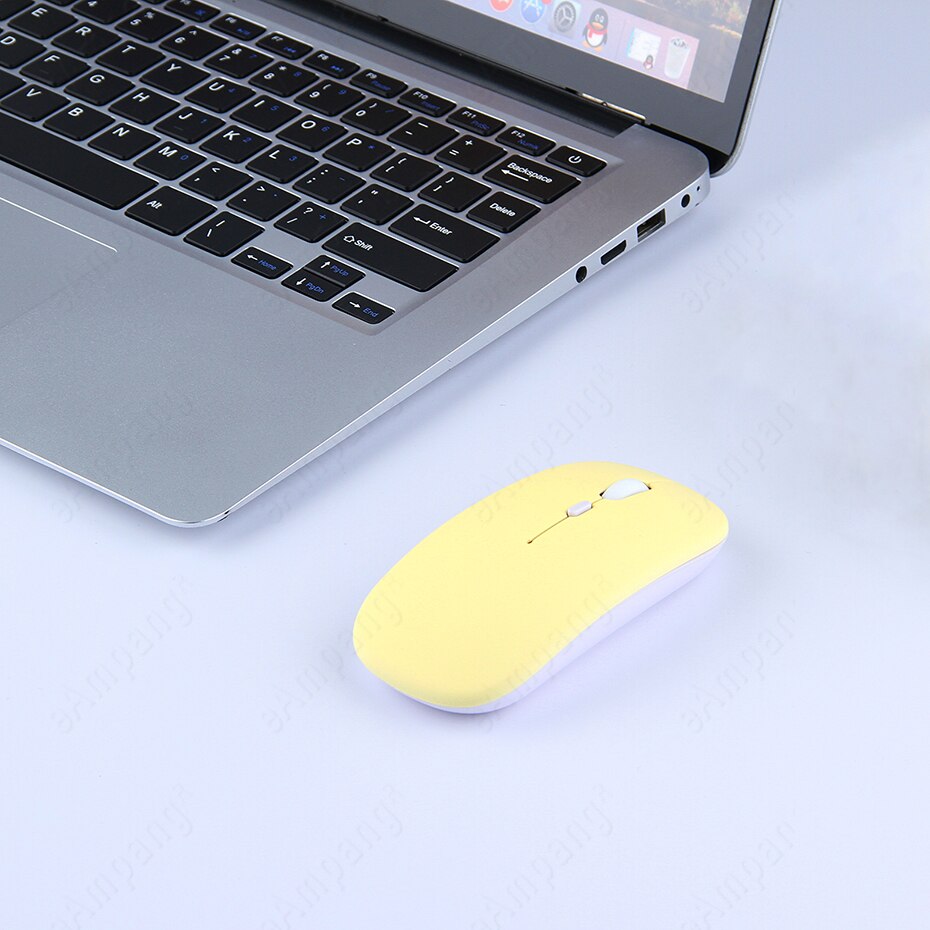 Ondersteuning Dual Model 2.4G Bluetooth Muis Voor Tablet Ipad Samsung Laptop Mackbook Pc Telefoon Iphone Oplaadbare Muis Mute Muizen: YELLOW