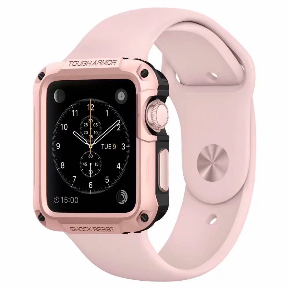 Case For Apple Watch 42mm 38mm 40mm 44mm Shock-Resist Cover with 360 Full Screen Protector Builtin for iWatch 5 4 3 2 1: Pink Gold / 38MM