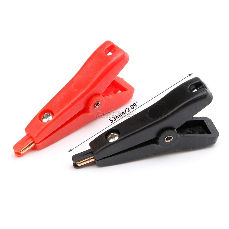 2PCS Copper Plated Gold Two-level test clip Four-Clamp LCR Kelvin Black+Red Apr Whosale