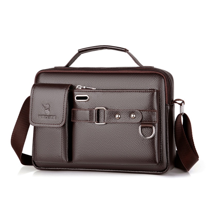 Herre enkelt skulder crossbody taske til forretningspendling, herre enkelt skuldertaske med eksklusiv følelse, herre skuldertaske: Brun