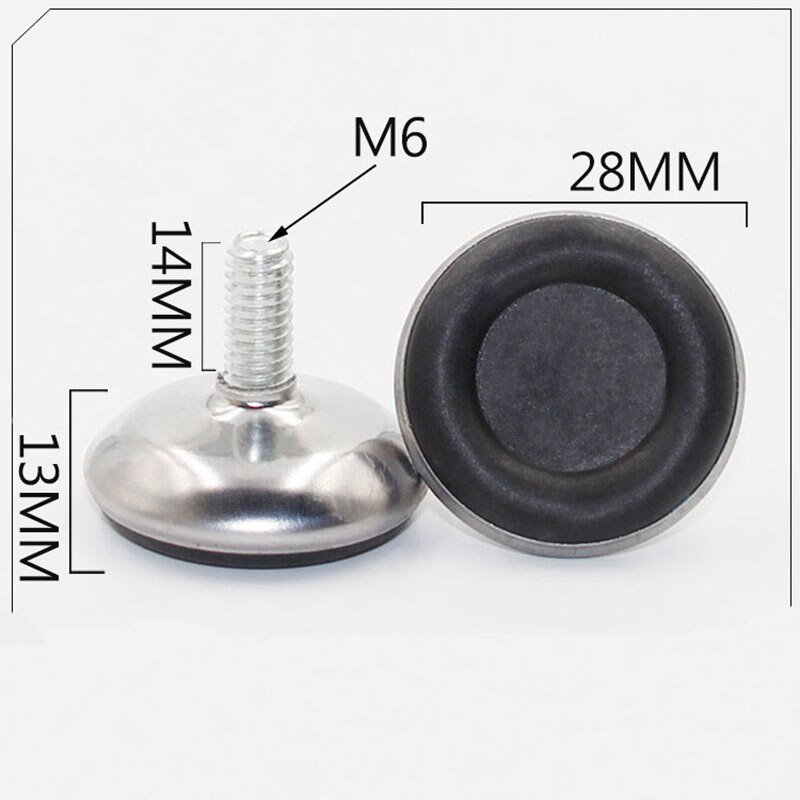 20/8pcs Furniture Legs Feet Protectors Stainless Steel Table Carbinet Legs Feet Hardware Accessories Black M6 Thread