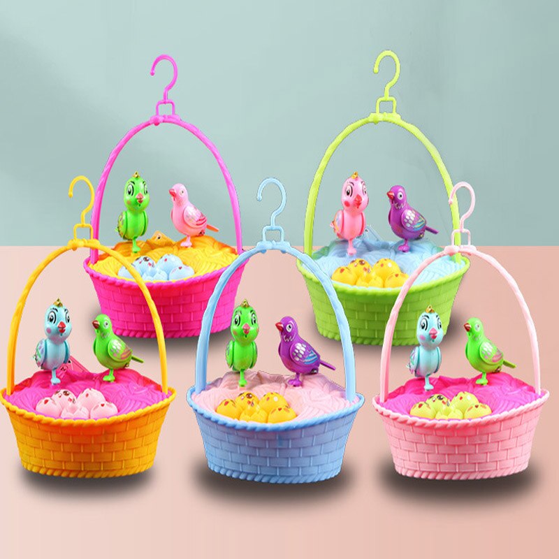 Sterowanie głosem dla dzieci imitacja ptaka rodzina w koszyku zabawki dla dzieci z dźwiękiem światło śpiewający ptak gniazdo dom zagraj w zabawki robić gier