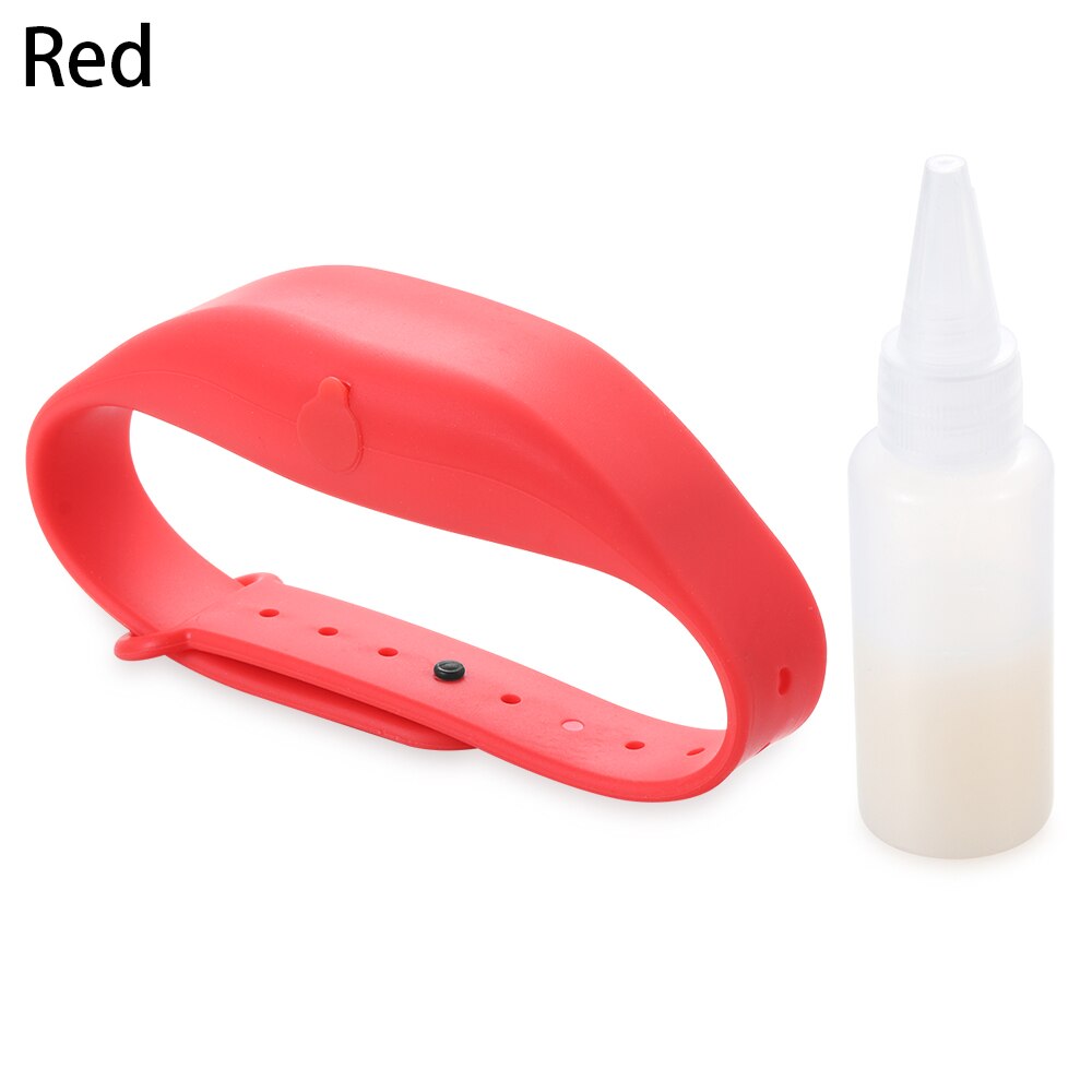 Outdoor Portable Hand Sanitizer Dispensing Wristband Hand Wash Dispenser Refillable With Squeeze Bottle Silicone Soap Bracelet: red