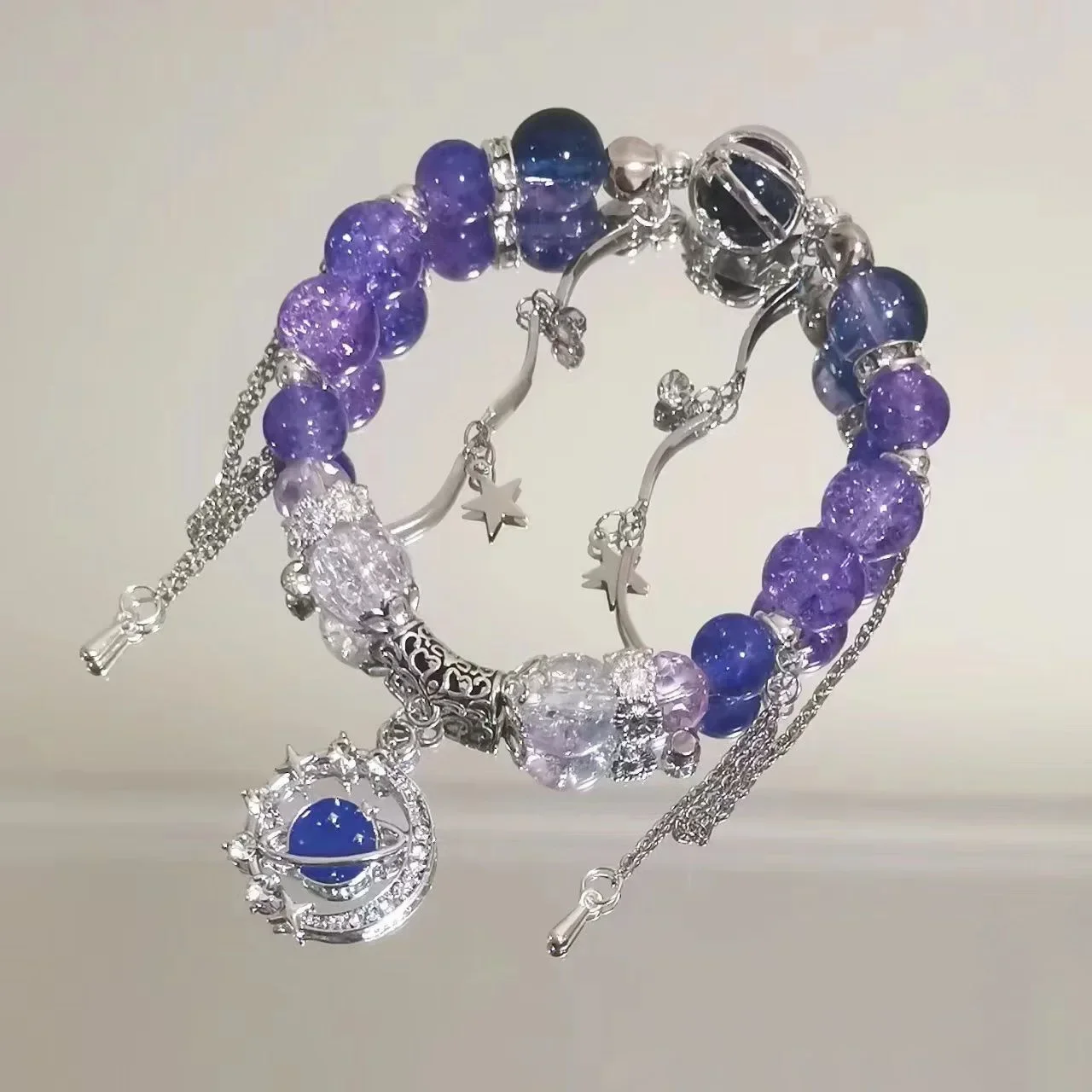 Pulsera de cuentas con colgante de mariposa y flores de cristal rosa coreano para mujer, pulseras de cadena de cuentas dulces, de joyería para novia