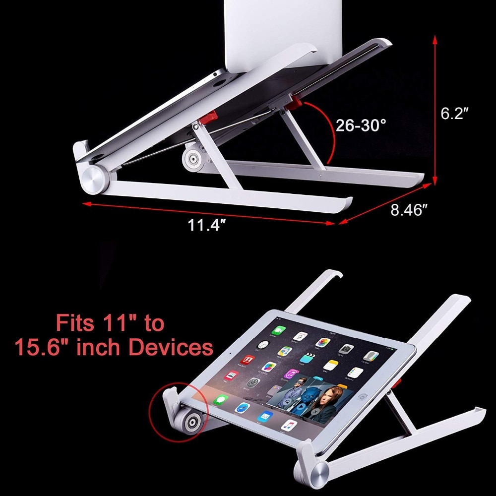 Folding Portable Laptop Stand Two Heights Adjustable Desktop Heighten Notebook Cooling Holder for MacBook 11-15.6 inch