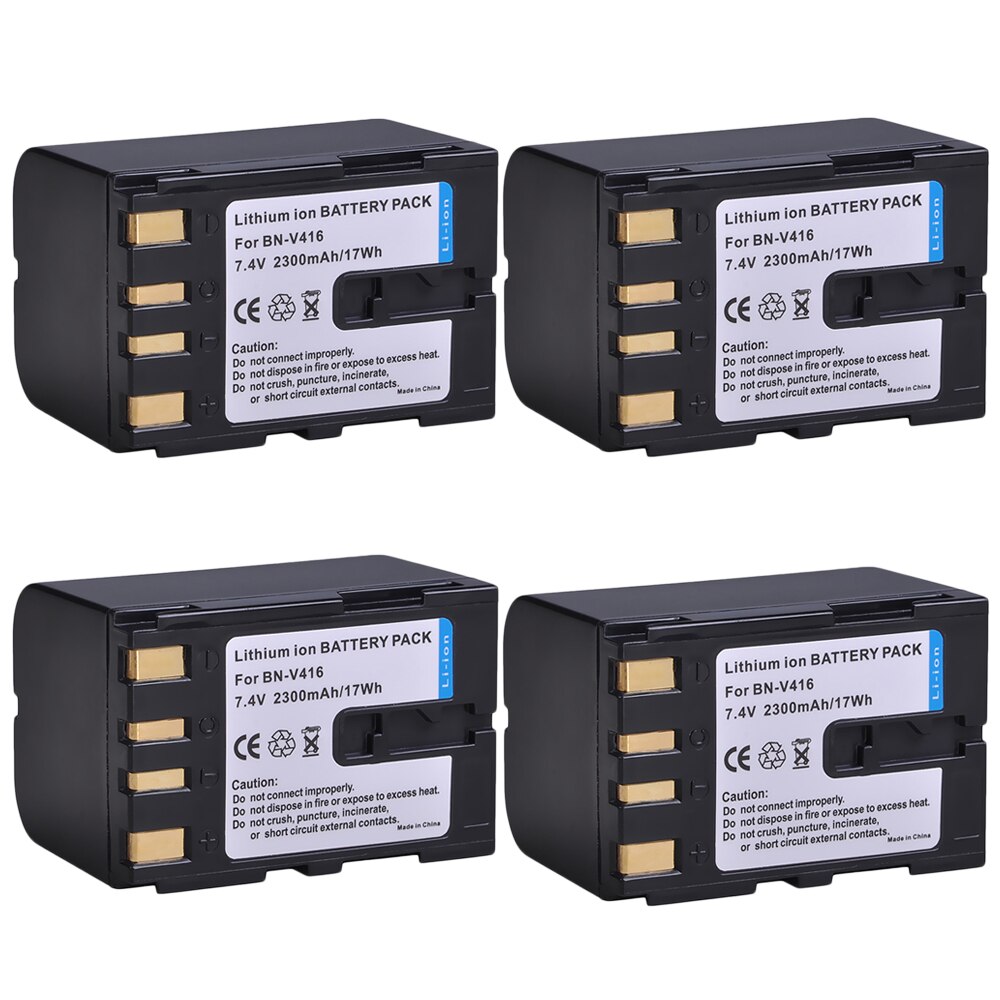 Batería de repuesto para videocámara JVC BN-V416, BN-V416U, BN-V428, BN-V428U, GR-D93, GR-D94, GR-D220, GR-D225, GR-D228, 2300mah: 4 battery