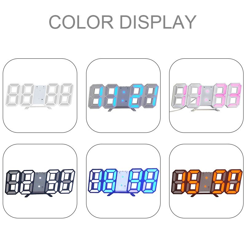 LED Clock Alarm Watch USB Charge Electronic Digital Clocks Wall Horology 3D Digital Home Decoration Office Table Desk Clock