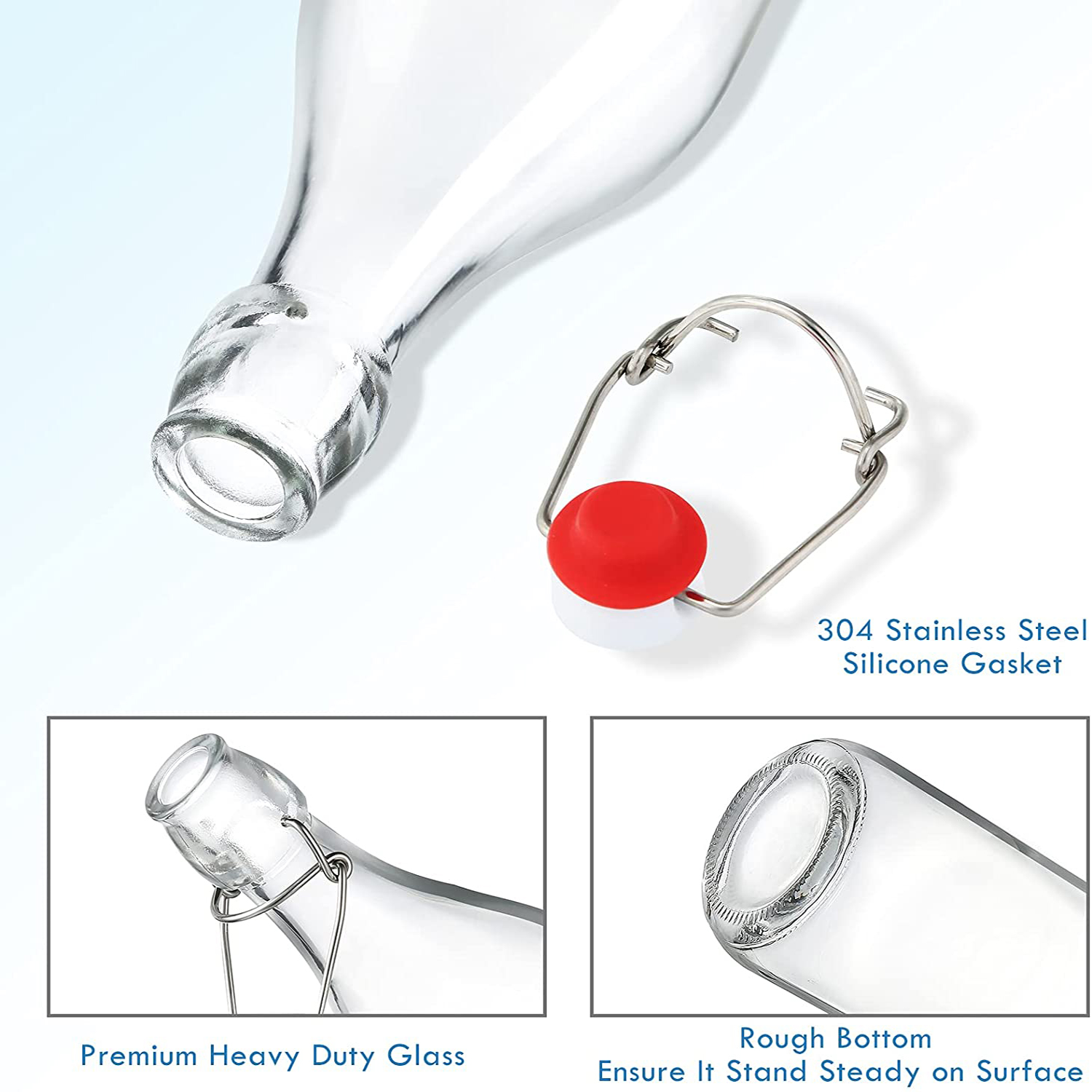 Glass Swing Top Beer Bottles Grolsch Bottles, with Flip-top Airtight Lid, for Carbonated Drinks, 2nd Fermentation